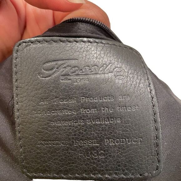 Fossil Crossbody Bag Black Shoulder Leather Microfiber Work Fashion Business - Picture 3 of 14